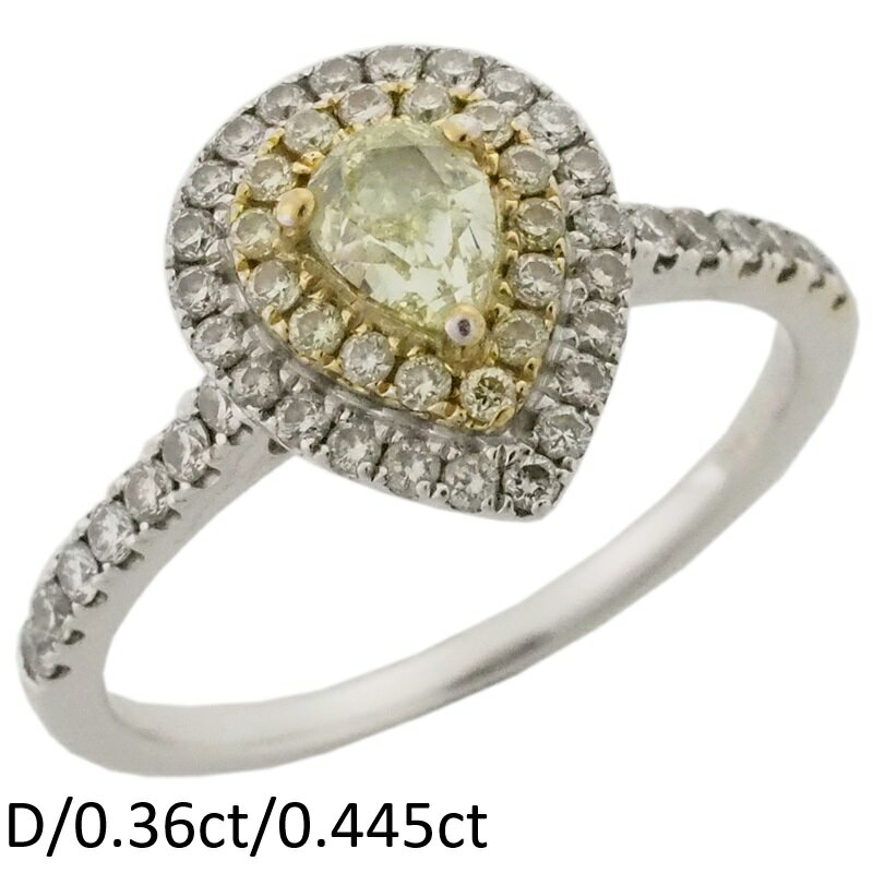 Rakuten - 音羽屋■ イエローダイヤモンド/0.364ct 0.445ct K18WG デザイン リング 14号 ソーティング付 仕上済【中古】