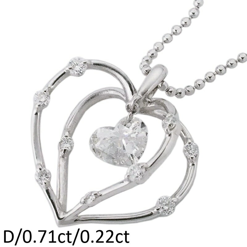 Rakuten - 音羽屋■ ダイヤモンド/0.71ct ダイヤ/0.22ct K18WG ハート デザイン ネックレス 仕上済【中古】