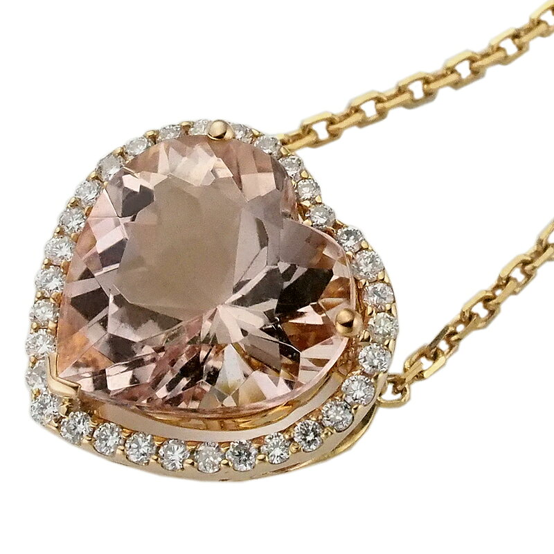 乐天商城 - 音羽屋■ モルガナイト/2.89ct ダイヤ/0.16ct K18YG デザイン ネックレス 鑑別書付き 仕上済【中古】