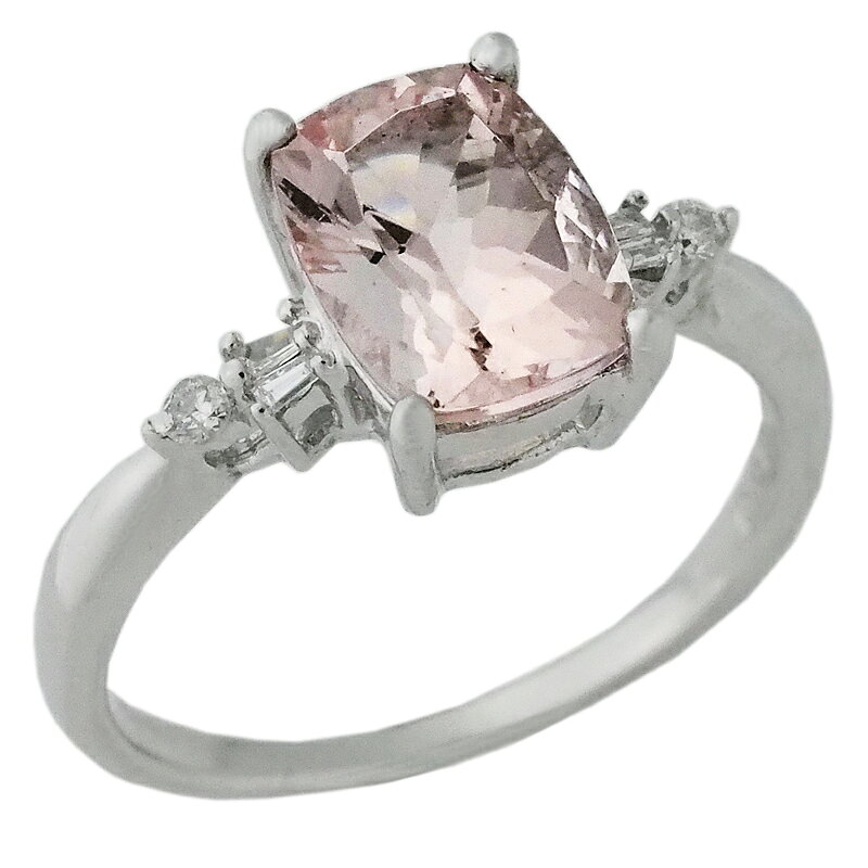 Rakuten - 音羽屋■ モルガナイト/1.43ct ダイヤ/0.04ct K18WG デザイン リング 10号 ソーティング付き 仕上済【中古】