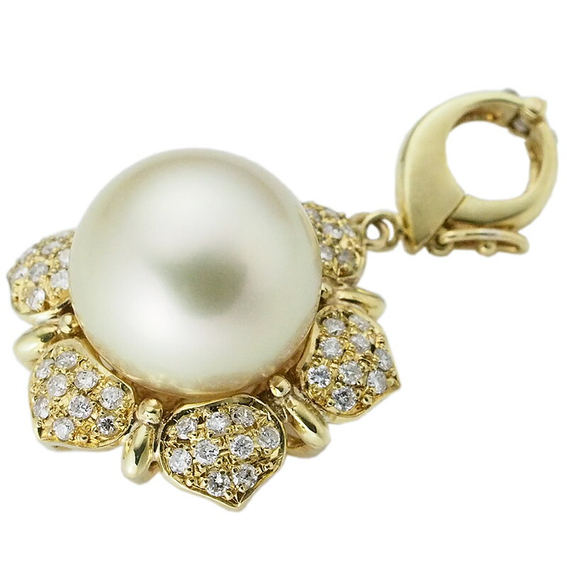 Rakuten - 音羽屋■ パール/12.8mm ダイヤ/0.42ct K18YG ヘッド ペンダントトップ 鑑別カード付き 仕上済【中古】