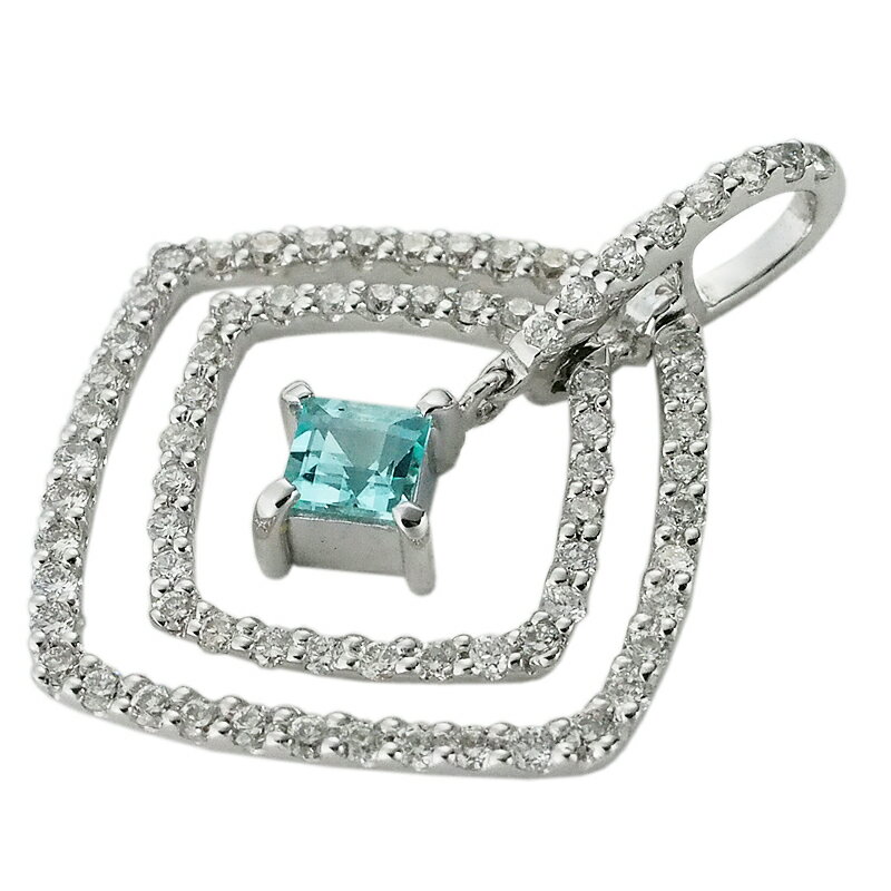 Rakuten - 音羽屋■ パライバトルマリン/0.25ct ダイヤ/0.60ct K18WG ヘッド ペンダントトップ ソーティング付き 仕上済【中古】