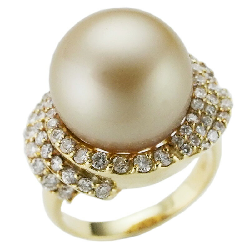 Rakuten - 音羽屋■ ゴールデンパール/12.7mm ダイヤ/0.78ct K18YG リング 10号 鑑別書付き 仕上済【中古】