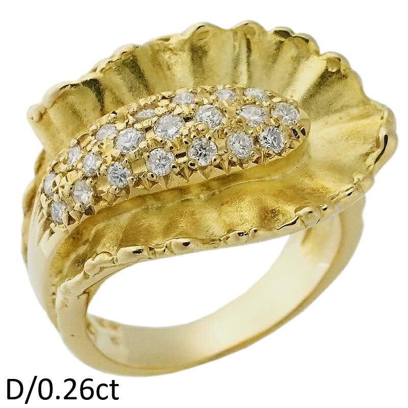 Rakuten - 音羽屋■ ダイヤモンド/0.26ct K18YG リング 12号 仕上済【中古】