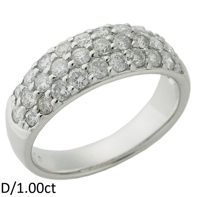 Rakuten - 音羽屋■ ダイヤモンド/1.00ct K18WG パヴェダイヤ デザイン リング 11号 仕上済【中古】
