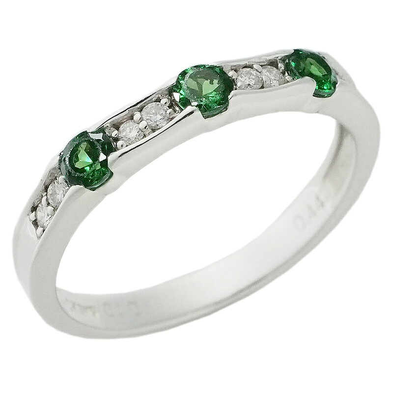 Rakuten - 音羽屋■ グロッシュラーガーネット/0.44ct ダイヤ/0.10ct K18WG 17号 ソーティング付き リング 仕上済【中古】