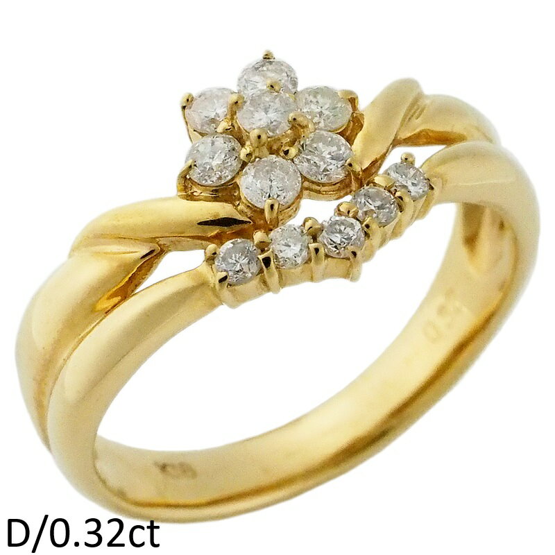 Rakuten - 音羽屋■ ダイヤモンド/0.32ct K18YG デザイン リング 12号 仕上済【中古】