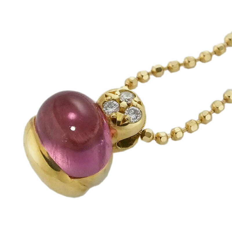 Rakuten - 音羽屋■ ピンクトルマリン ダイヤ/0.03ct K18YGネックレス 鑑別カード付 仕上済【中古】