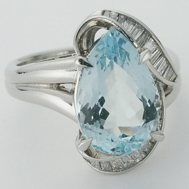 音羽屋 アクアマリン 4.07ct ダイヤ 0.41ct Pt900 リング 13号 ソーティング付き 仕上済 中古 otowaya78-10017610 質おとわや楽天市場店 サンプル画像3