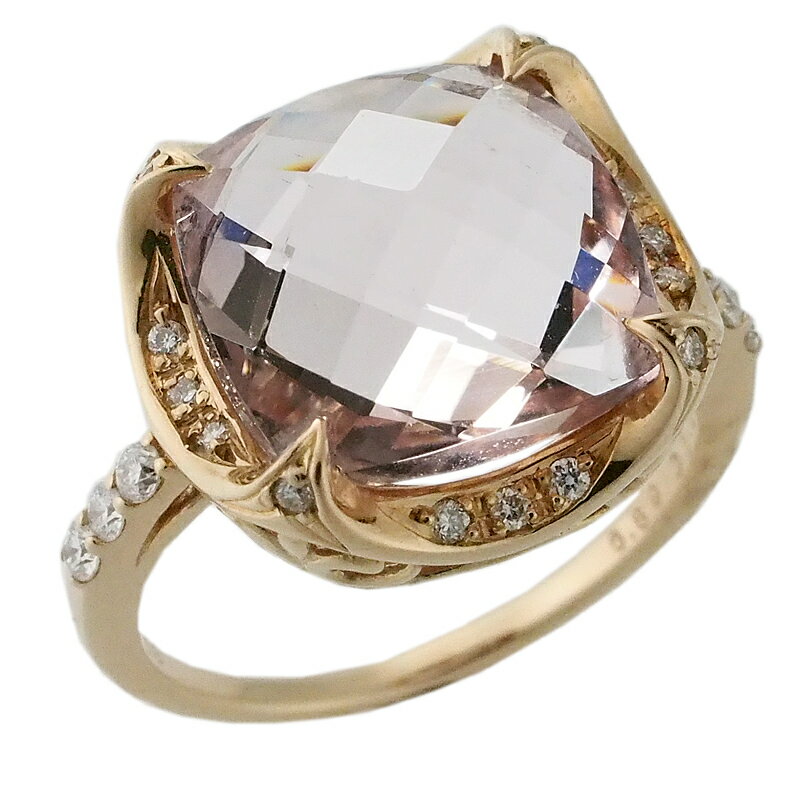 Rakuten - 音羽屋■ モルガナイト/6.89ct ダイヤ/0.23ct K18PG デザイン リング 14号 ソーティング付き 仕上済【中古】