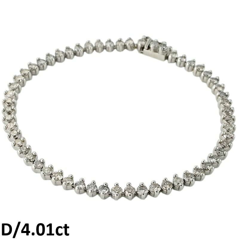 Rakuten - 音羽屋■ ダイヤモンド/4.01ct Pt900 プラチナ テニスブレスレット 仕上済【中古】