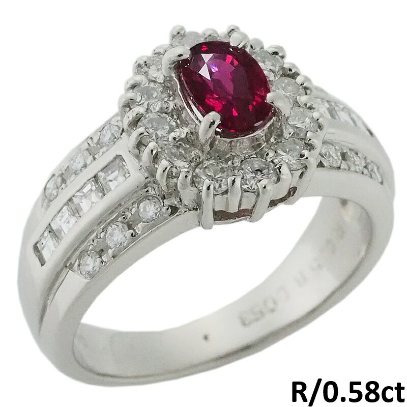 Rakuten - 音羽屋■ ルビー/0.58ct ダイヤ/0.53ct Pt900 プラチナ リング 10号 鑑別カード付き 仕上済 10号【中古】