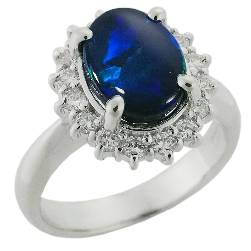 Rakuten - 音羽屋■ ブラックオパール/2.00ct ダイヤ/0.36ct Pt900 リング 12号 鑑別カード付き 仕上済【中古】