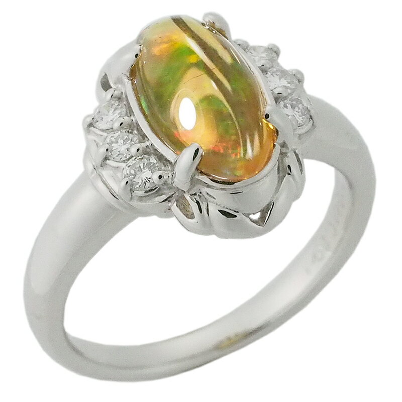 乐天商城 - 音羽屋■ オパール/0.89ct ダイヤ/0.13ct Pt900 デザイン リング 12.5号 仕上済 鑑別カード付き【中古】