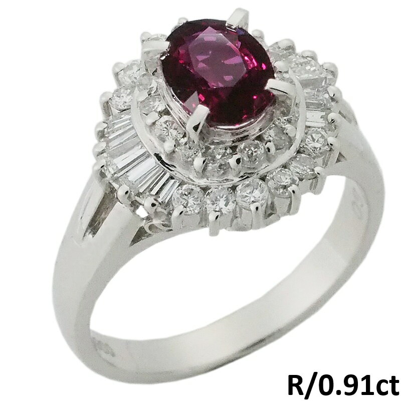 Rakuten - 音羽屋■ ルビー/0.91ct ダイヤ/0.60ct Pt900 デザイン リング 10号 仕上済 鑑別カード付き【中古】