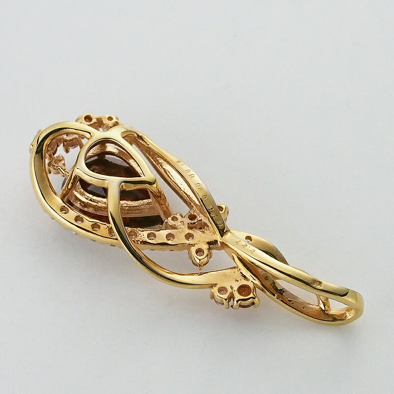 質おとわや楽天市場店の音羽屋■ ガーネット/2.27ct トルマリン/0.06ct 0.13ct ダイヤ/0.18ct K18YG ペンダントトップ 仕上済 鑑別カード付き【中古】｜アングル2