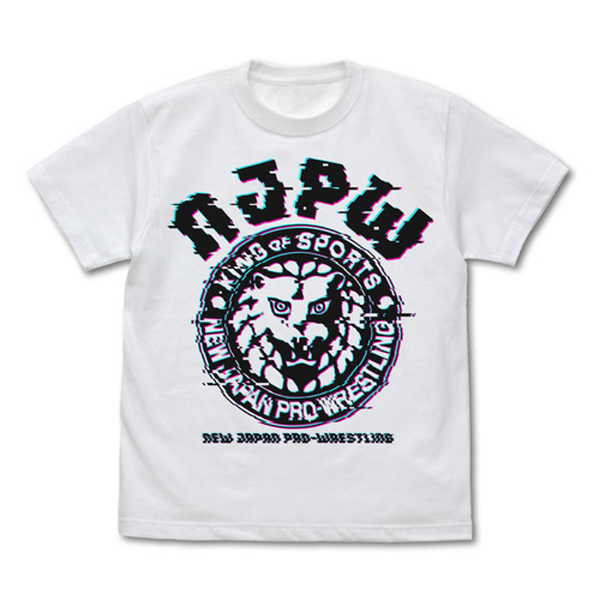 新日本プロレスリング Tシャツ ライオンマーク グリッチVer. WHITE-S【予約 再販 7月下旬 発売予定】