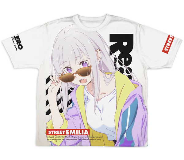 Re:ゼロから始める異世界生活 冷感両面フルグラフィックTシャツ エミリア ストリートファッションVer. XL【予約 再販 8月上旬 発売予定】