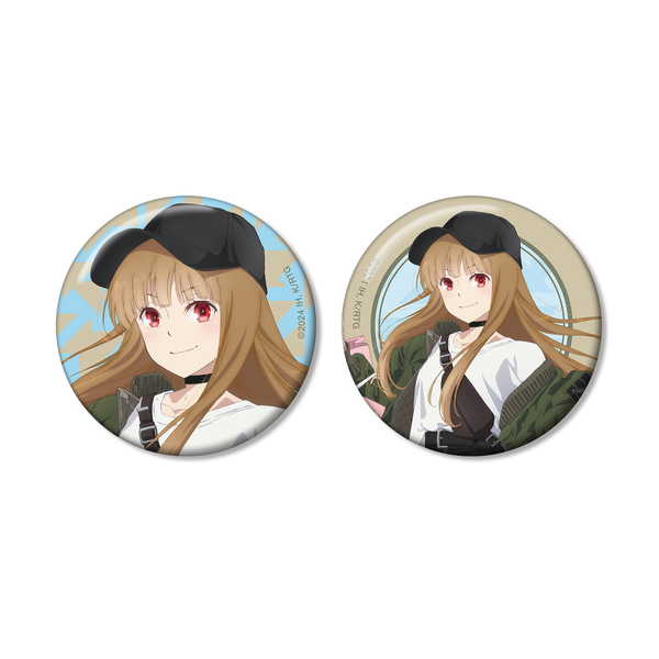 狼と香辛料 MERCHANT MEETS THE WISE WOLF 缶バッジ2個セット 描き下ろし ホロ カジュアルファッションでお買い物ver.