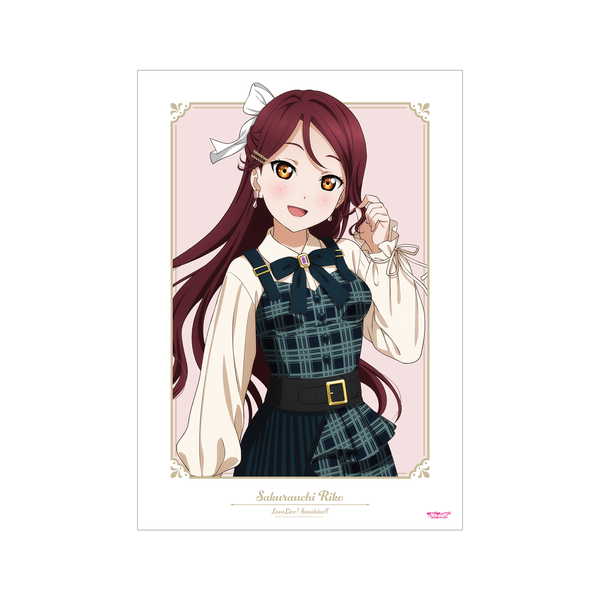 ラブライブ！サンシャイン!! 描き下ろし A3マット加工ポスター 桜内梨子 チェックワンピース衣装ver.【予約 再販 9月中旬 発売予定】