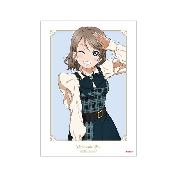 ラブライブ！サンシャイン!! 描き下ろし A3マット加工ポスター 渡辺曜 チェックワンピース衣装ver.【予約 再販 9月中旬 発売予定】