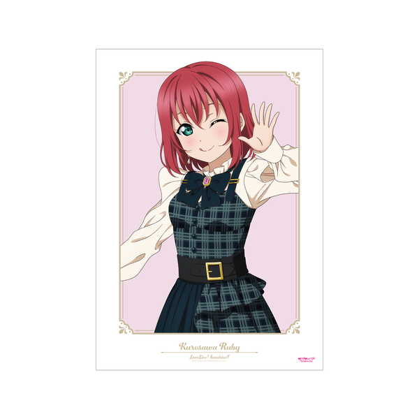 ラブライブ！サンシャイン!! 描き下ろし A3マット加工ポスター 黒澤ルビィ チェックワンピース衣装ver.【予約 再販 9月中旬 発売予定】