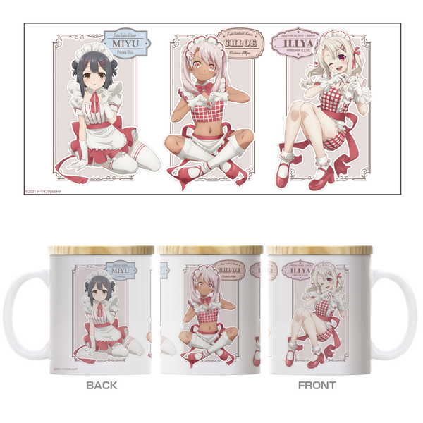 Fate/kaleid liner 프리즈마☆이리야 Licht 이름이 없는 소녀 뚜껑 첨부 풀 컬러 머그컵 웨이트리스 옷의 이리야&미유&크로에[예약 재판매 8월 초순 발매 예정]