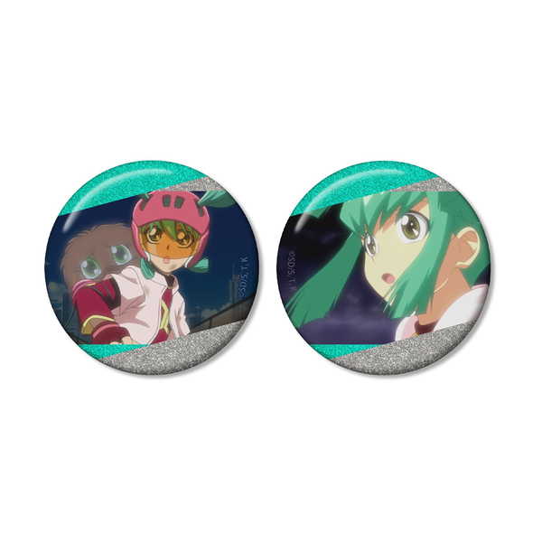 (s)遊☆戯☆王5D's 龍可 場面写ｸﾞﾘｯﾀｰ缶ﾊﾞｯｼﾞ2個ｾｯﾄ