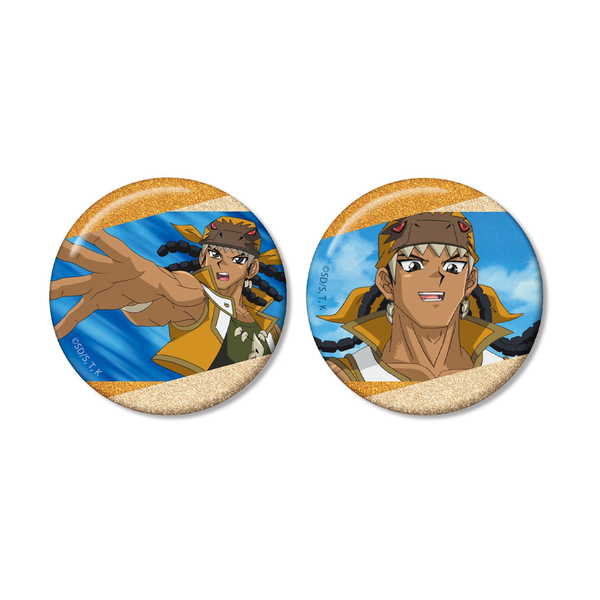 (s)遊☆戯☆王ﾃﾞｭｴﾙﾓﾝｽﾀｰｽﾞGX ﾃｨﾗﾉ剣山 場面写ｸﾞﾘｯﾀｰ缶ﾊﾞｯｼﾞ2個ｾｯﾄ