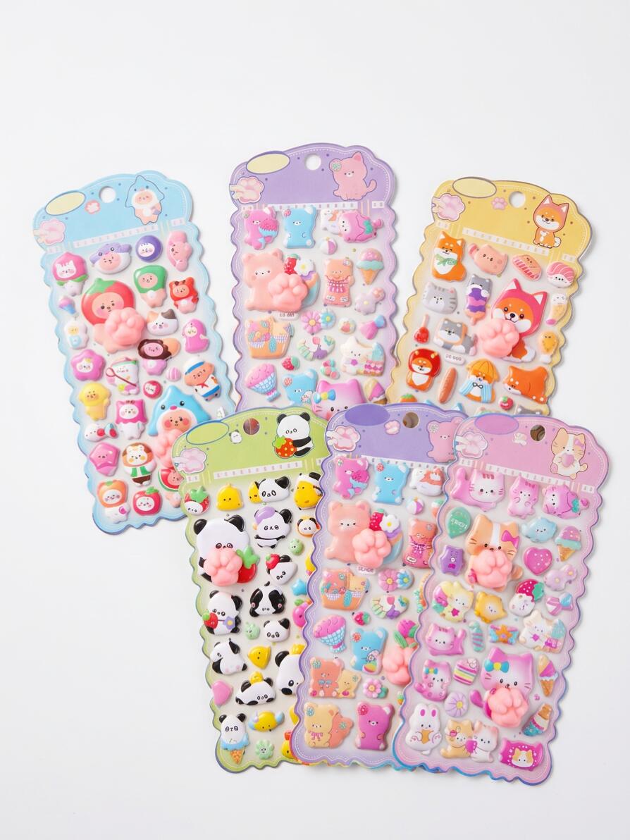 【マラソンセール★まとめ買いでお得】夜光 おしり ぷにぷにシール ぷくぷく 3D マシュマロ シール キャラクター かわいい ふわふわ もちもち もっちり スクイーズ ステッカー デコ 蓄光 猫爪 肉球 アニマル パンダ 犬 猫 狐 動物 デコレーション アニマルシリーズ 送料無料 otskr-10000429 オツカレ サンプル画像2
