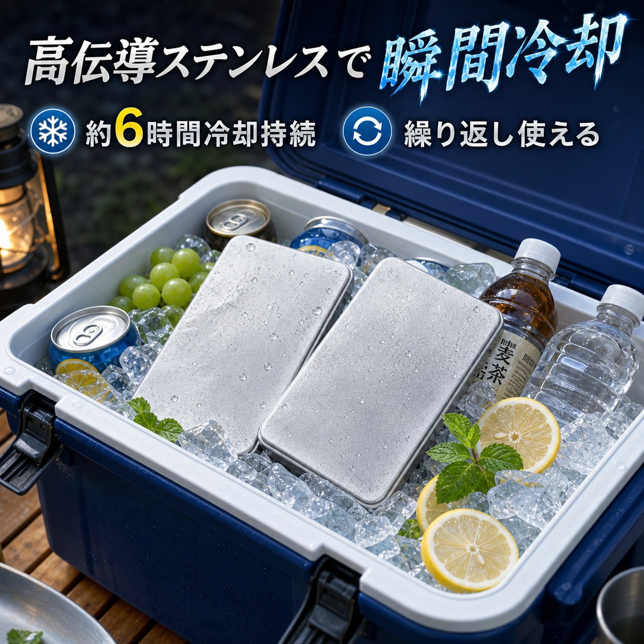 メーカー希望小売価格はメーカーサイトに基づいて掲載しています 商品名 SUS304ステンレス製 高伝導保冷剤 特徴 【驚異の保冷力】室温26℃環境下での検証では、一般的な保冷剤と比べ、12時間後の温度差が約9.9℃！冷たさが長持ちし、食材・飲料の鮮度をしっかりキープします。 【約2.5倍の冷却スピード】高伝導ステンレスで瞬間冷却！従来品よりも早く一気に冷やし、長時間冷感をキープします。 【安心・安全設計】SUS304ステンレス採用！サビに強く、ニオイ移りしにくいので、食品と一緒でも安心して使えます。 【結露しにくく使いやすい】パクっとつかみ、結露しにくい設計。バックやクーラーボックス内が濡れる心配がなく、いつでも快適に使えます。 【繰り返し使えて経済的】食洗機対応で汚れが落ちやすく、清潔に保てます。何度も繰り返し使えるのでエコで経済的です。 こんな方におすすめ お弁当の鮮度が気になる方 通勤・通学・運動会・キャンプ・釣り・BBQを楽しむ方 お買い物後の生鮮食品の鮮度保持に スポーツや部活動の暑さ対策に 停電時や災害備蓄用に常備したい方 結露でバッグが濡れるのが嫌な方 仕様 ・素材：SUS304ステンレス ・サイズ：約17.5cm × 高さ11.5cm ・重量：約463g ・保冷持続時間：最大約6時間（室温26℃環境下） ・冷却時間：約4時間以上冷やしてご使用ください ・対応：冷凍・冷蔵・食洗機 ・繰り返し使用可能 ご使用方法 1. 使用前に水で軽く洗います。 2. 冷凍庫で約4時間以上しっかり冷やします。 3. 保冷バッグやランチボックスに入れて使用します。 4. 冷たさをキープしておいしく楽しみましょう。 ※使用後は水で洗い、よく乾かしてから冷凍庫へ戻すと、清潔に長くご使用いただけます。