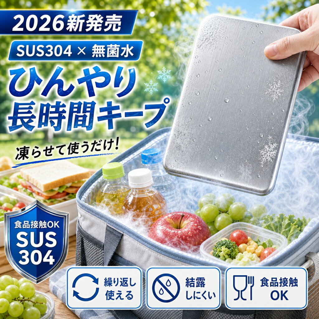 【数量限定★売切御免】保冷剤 強力 長時間 ステンレス 繰り返し使える クーラーボックス 小型 チタン製 アイスパック 弁当 釣り キャンプ アウトドア 2026新型 暑さ対策 運動会 部活 スポーツ 差し入れ 冷やす 冷蔵 冷凍 クール 持ち運び