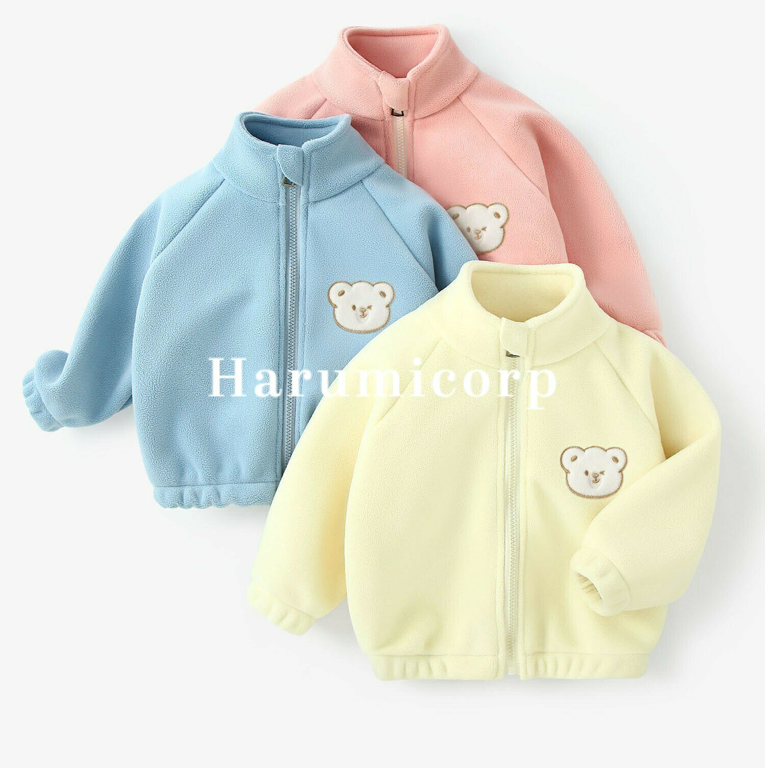 フリース コート スタンドカラー ジャケット アウター 長袖 防寒 ジャケット・アウター ダウンジャケット 秋冬 冬 ジャケットホルダー クマ もこもこ ボア ...