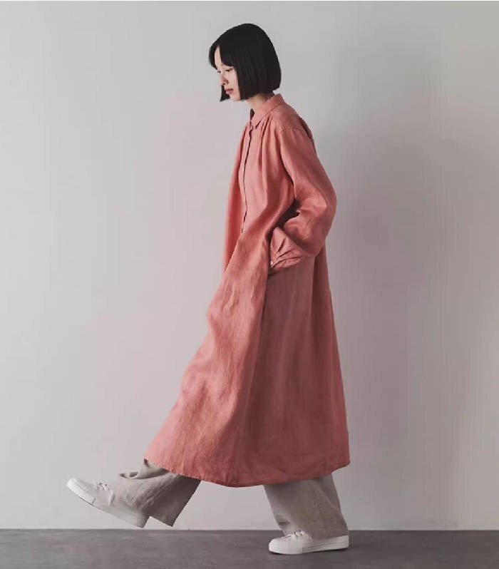 シャツワンピース 長袖 秋 春 ワンピース レディース 綿麻 無地 長袖 大きいサイズ チュニック ロング丈 ゆったり シャツ ワンピース 羽織り ロング丈 オシャレ シンプル カジュアル 着回し 体型カバー ゆったり 森ガール