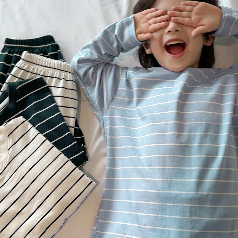 キッズ パジャマ セット 長袖 綿 子供 パジャマ 春 夏 秋 ルームウェア 上下セット 女の子 男の子 部屋着 寝巻き おしゃれ ボーダー柄