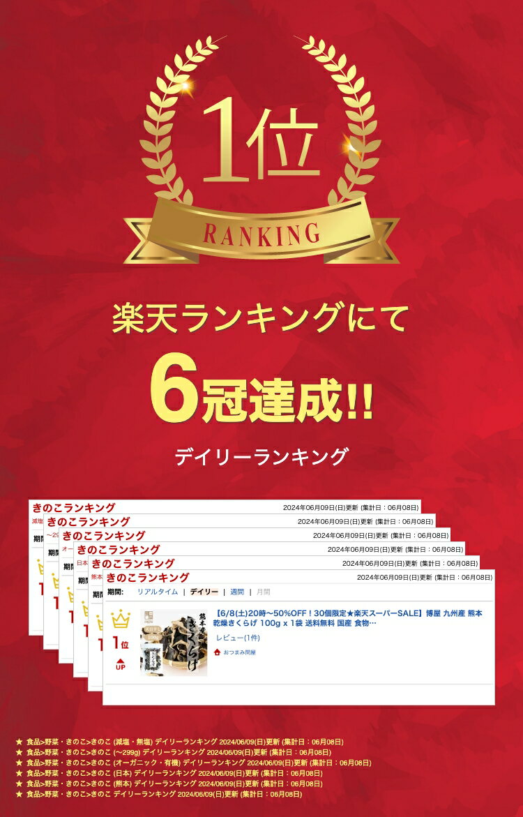 博屋 九州産 熊本 乾燥きくらげ 100g x 1袋 送料無料 国産 食物繊維 きのこ ビタミンD キノコ 茸 無農薬 ビタミンD3 キクラゲ スープ 無添加 きくらげ 木耳 乾燥 カレー 子供 フリーズドライ 食べ物 ギフト 2