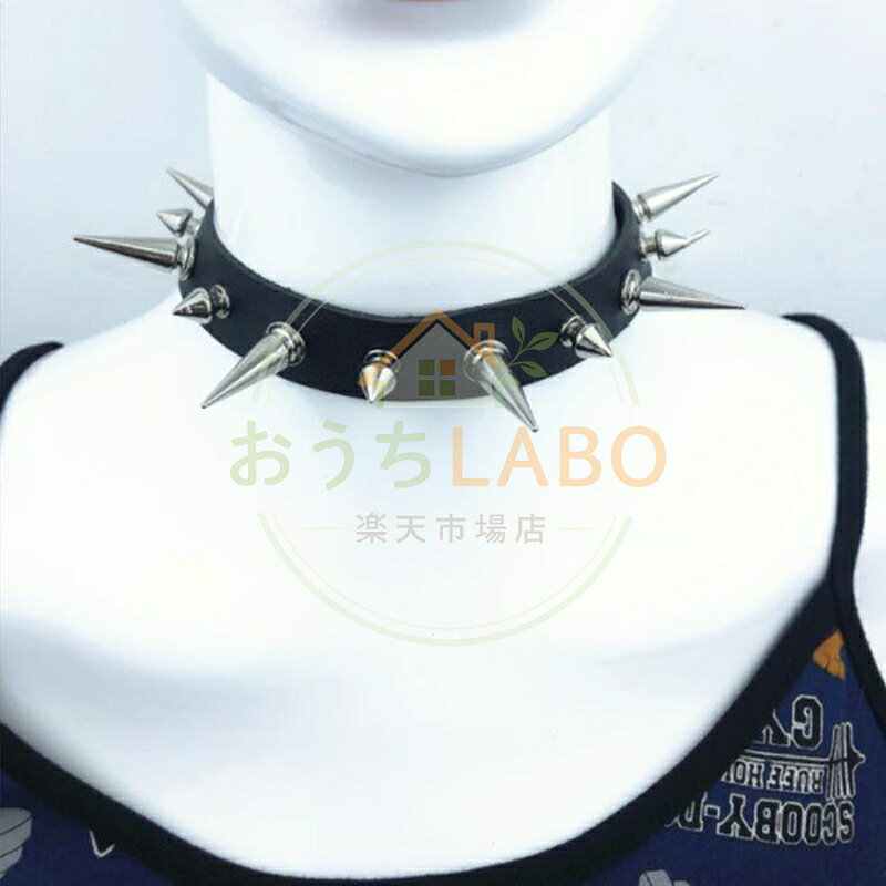 チョーカー メンズ 首輪 サイズ調整可能 スタッズ トゲトゲ レザー調 レディース ...
