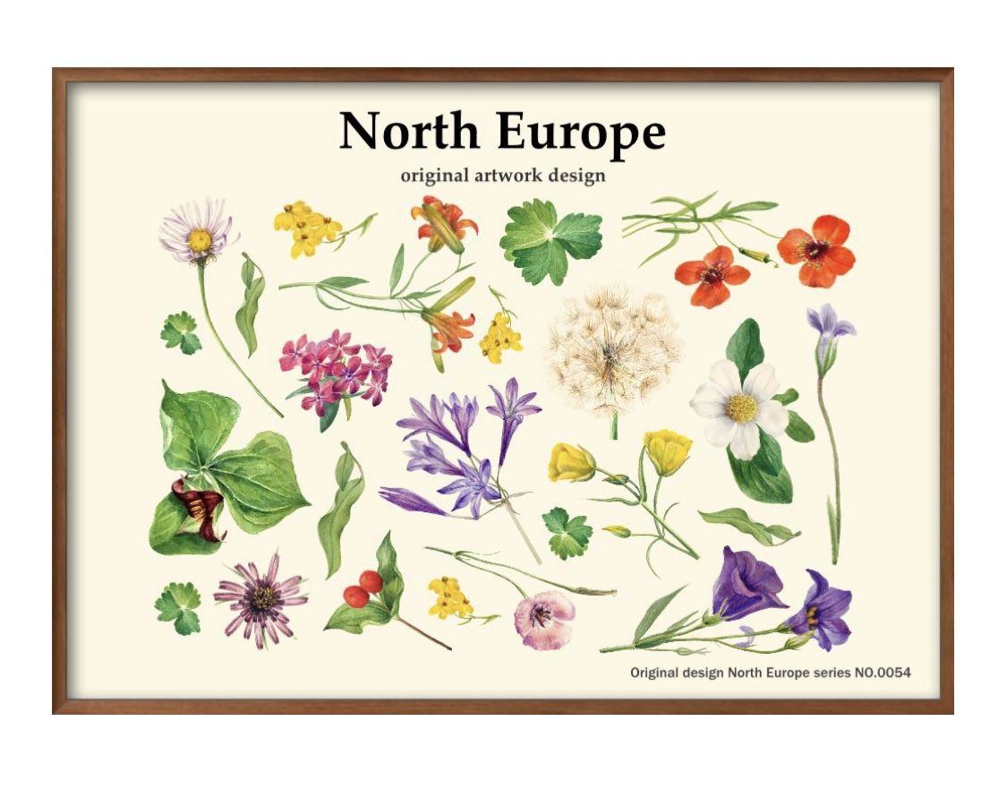 花 フラワー 北欧シリーズ オリジナル商品 A3 サイズ ポスター アート おしゃれ 絵画 インテリア 北欧 イラスト マット紙 艶消し アートパネル 額 フレ...