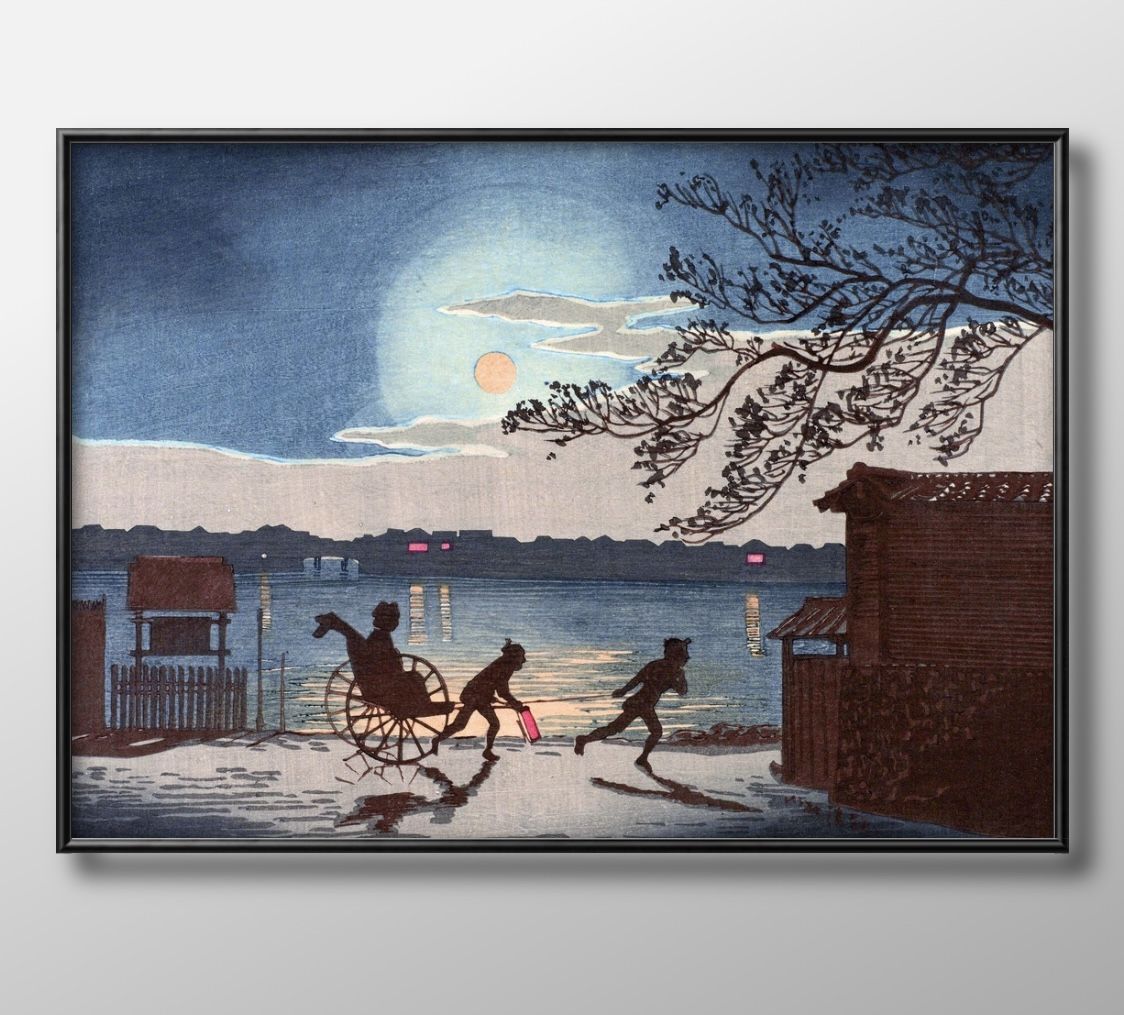 小林清親 大川岸一之橋遠景 A3 サイズ ポスター アート おしゃれ 絵画 インテリア 北欧 イラスト マット紙 艶消し アートパネル 額 フレーム デザイン ...