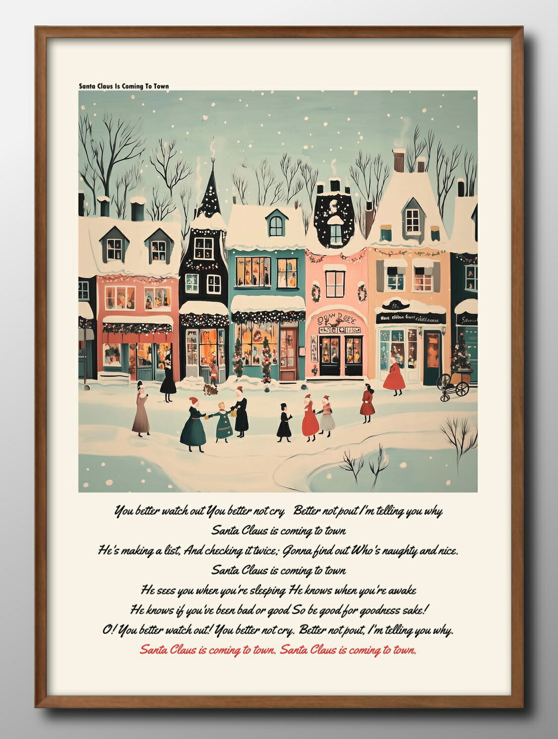 クリスマス サンタが街にやってくる!! ビンテージ A3 サイズ ポスター アート おしゃれ 絵画 インテリア 北欧 イラスト マット紙 艶消し アートパネル ...