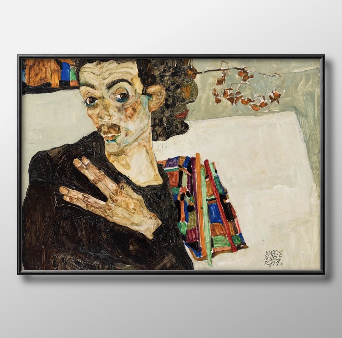 エゴン シーレ 自画像 A3 サイズ ポスター アート おしゃれ 絵画 インテリア 北欧 イラスト マット紙 艶消し アートパネル 額 フレーム デザイン 壁掛...