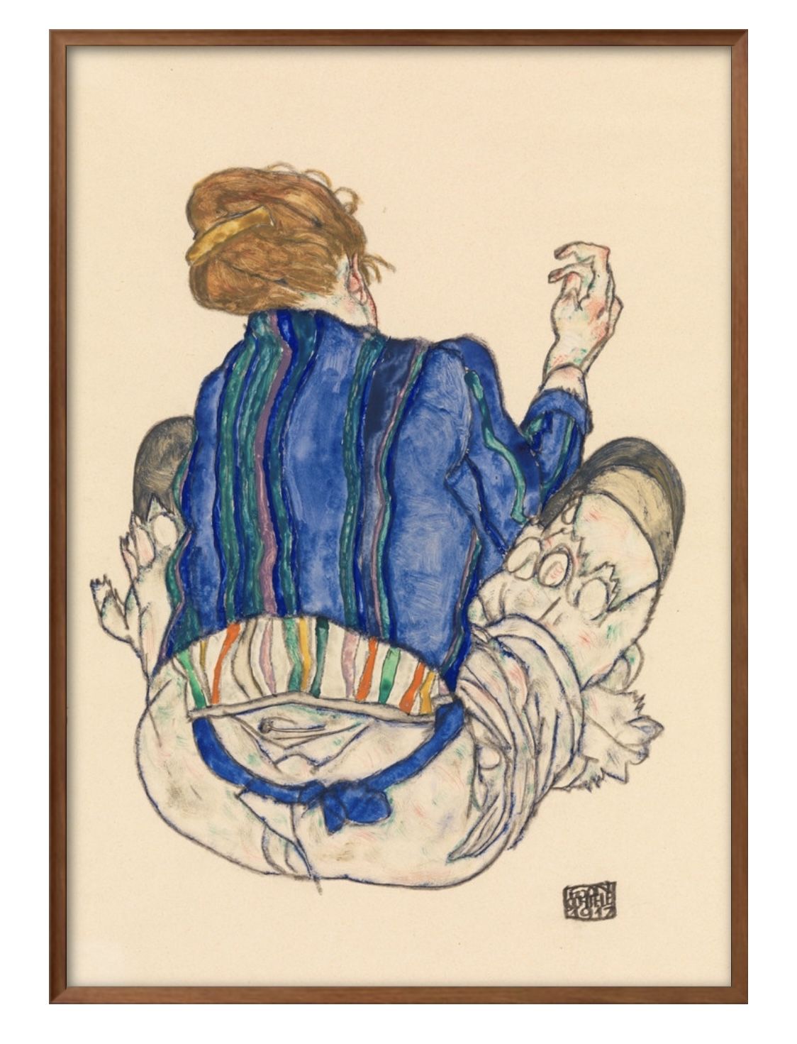 エゴン シーレ 座った女性の後ろ姿 A3 サイズ ポスター アート おしゃれ 絵画 インテリア 北欧 イラスト マット紙 艶消し アートパネル 額 フレーム デ...