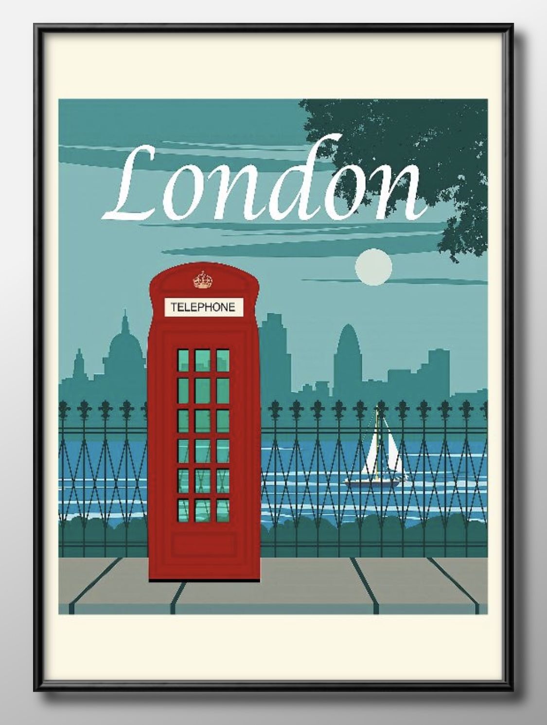 ビンテージ ロンドン 電話ボックス A3 サイズ ポスター アート おしゃれ 絵画 インテリア 北欧 イラスト マット紙 艶消し アートパネル 額 フレーム デ...