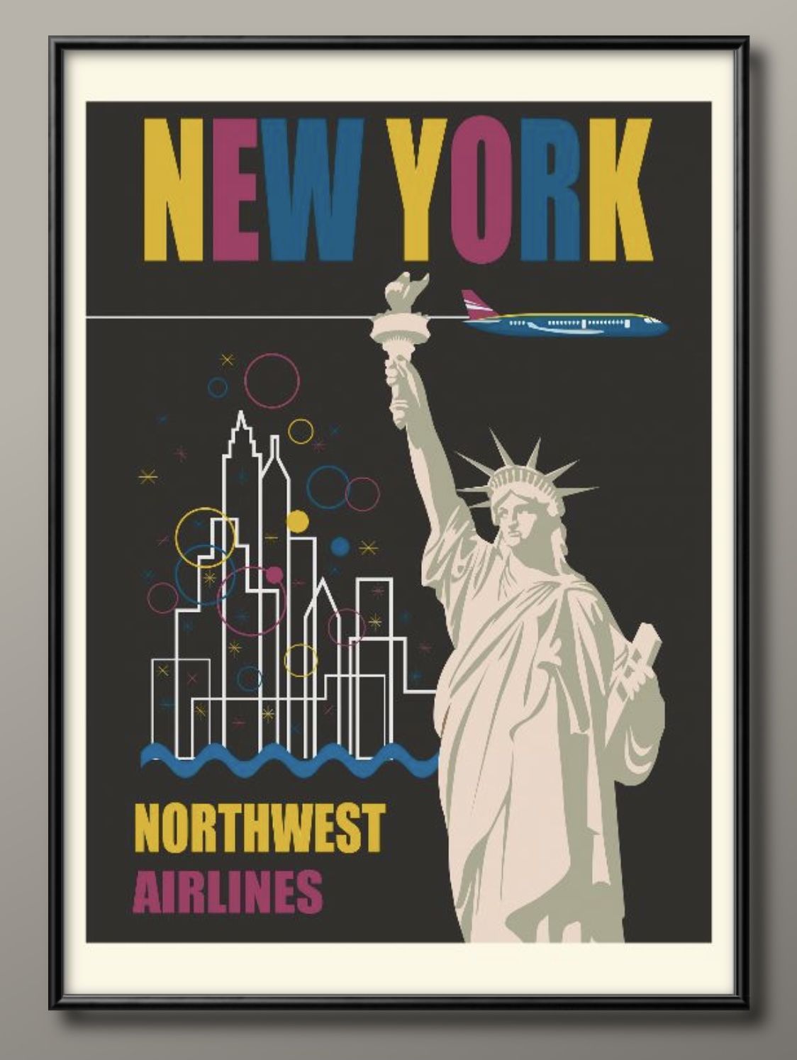 ビンテージ ニューヨーク A3 サイズ ポスター アート おしゃれ 絵画 インテリア 北欧 イラスト マット..