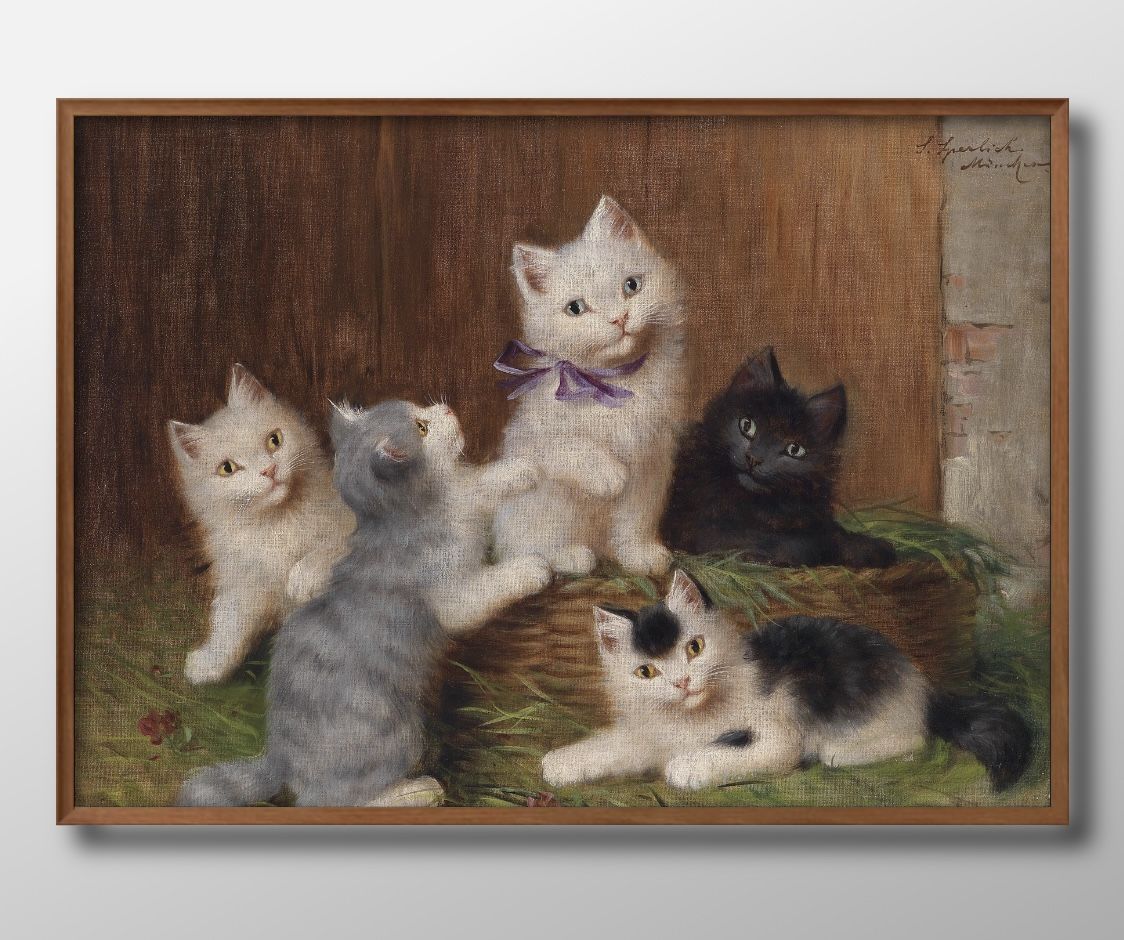 アルフレッド アーサー ブルネル デ ヌヴィル 猫 ネコ A3 サイズ ポスター アート おしゃれ 絵画 インテリア 北欧 イラスト マット紙 艶消し アートパ...