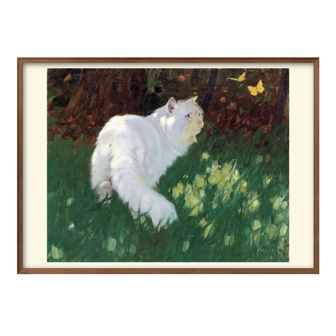 アルトゥール ヘイヤー 白猫と蝶 A3 サイズ ポスター アート おしゃれ 絵画 インテリア 北欧 イラスト ..