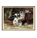 ヘンリエッタ ロナー=クニップ 母猫と手鏡で遊ぶ子猫たち A3 サイズ ポスター アート おしゃれ 絵画 インテリア 北欧 イラスト マット紙 艶消し アートパ...