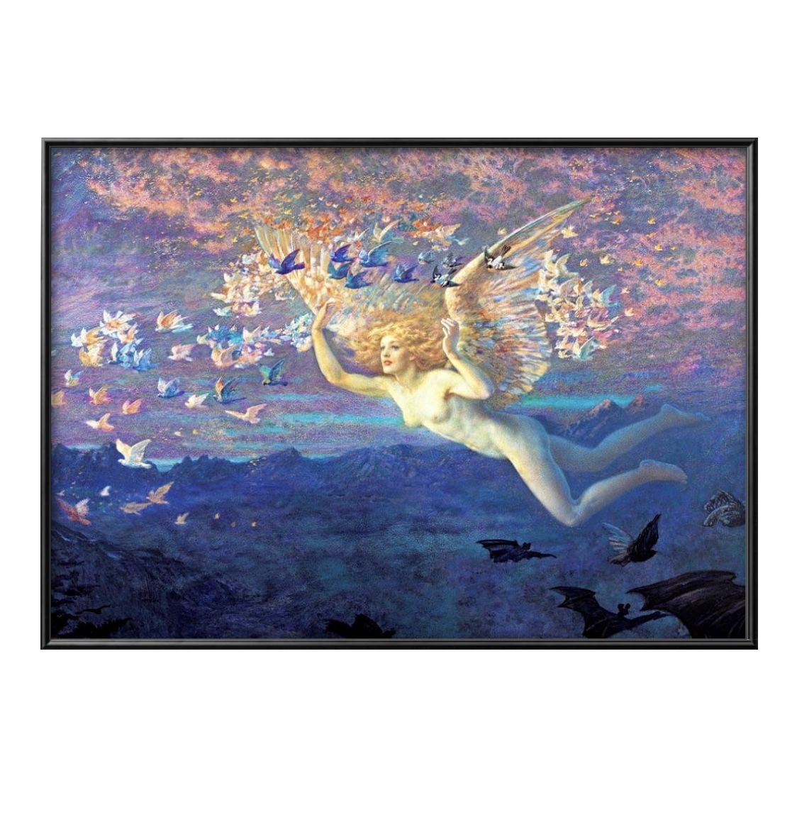 エドワード ロバート ヒューズ 朝の翼 A3 サイズ ポスター アート おしゃれ 絵画 インテリア 北欧 イラスト マット紙 艶消し アートパネル 額 フレーム...