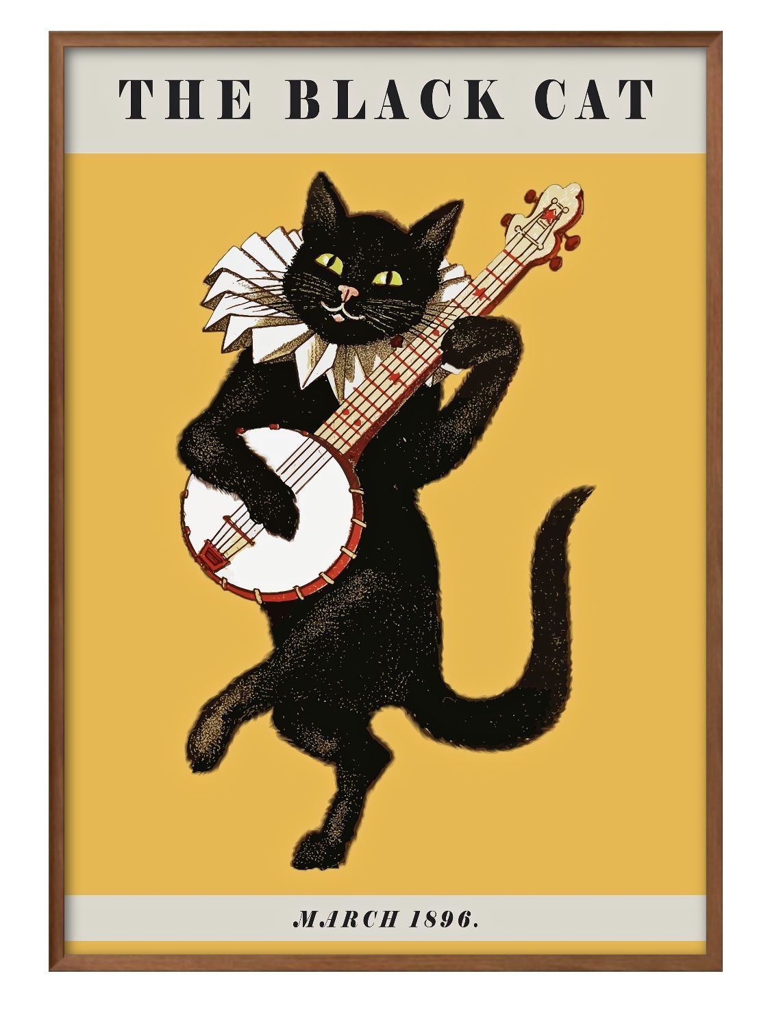 ブラックキャット ビンテージイラスト A3 サイズ ポスター アート おしゃれ 絵画 インテリア 北欧 イラスト マット紙 艶消し アートパネル 額 フレーム ...