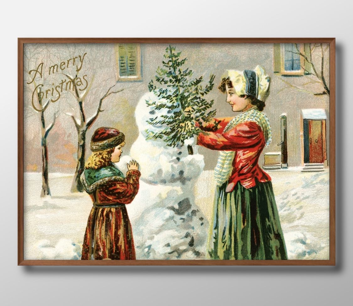 A Merry Christmas ビンテージ クリスマス A3 サイズ ポスター アート おしゃれ 絵画 インテリア 北欧 イラスト マット紙 艶消し アート...